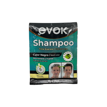 SACHET SHAMPOO CUBRE CANAS 2 EN 1 NEGRO EVOK 25ML (EV-DSP25)