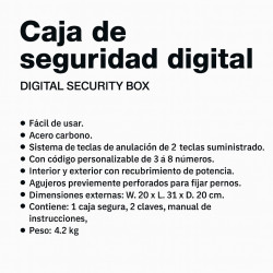 CAJA FUERTE ACERO MADISON 31x20x20CM NEGRA (A414-CSEG-20)