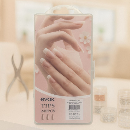 TIPS PRELIMADO GEL X MATE ALMOND 240PCS EVOK(NL-22MJR-5)