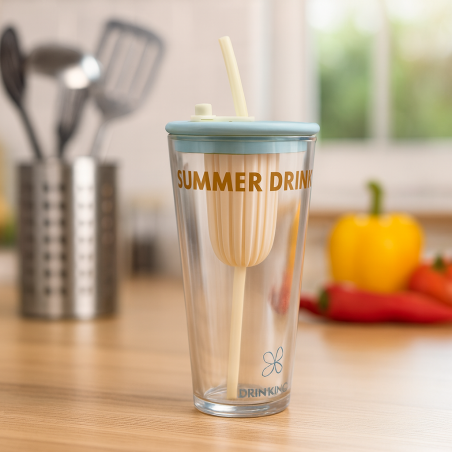 Vaso 4Home Pajilla Vidrio 6X15Cm(Mb24-Bq07)