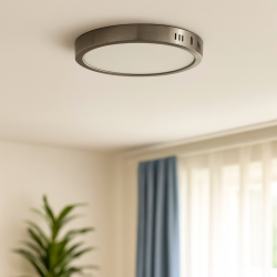 Lampara Led Angel Ligth Sobre Poner Acero (A105-Pb002R-18W-N