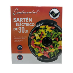 Sarten Electrico 12''Tapa Vidrio Redondo Continental