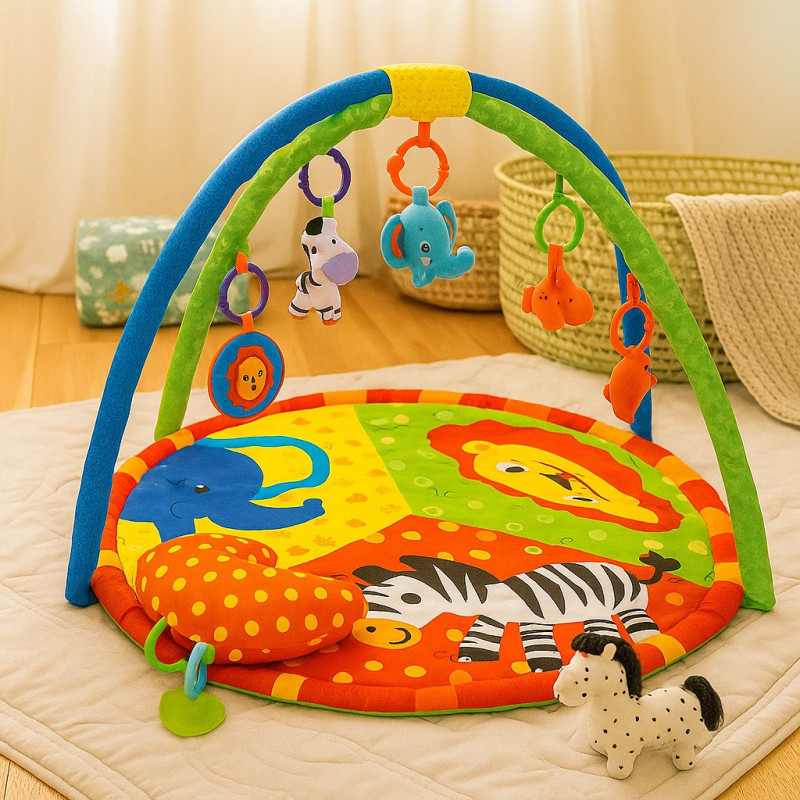 GIMNASIO BEBÉ 4 JUGUETES PLÁSTICO, 1 JUGUETE, 1 ALMOHADA