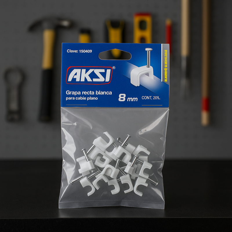 Grapas Plasticas Cables Aski Blanca 8Mm 20Pcs (116162)