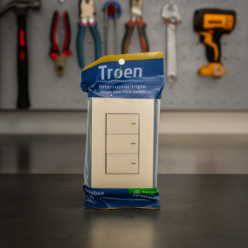 Interruptor Triple Troen Crema (A136-Etg-3K)