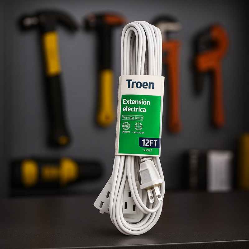 Extensión eléctrica Troen 12 pies | Seguridad y alcance para tus conexiones