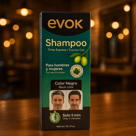 SHAMPOO CUBRE CANAS 2 EN 1 NEGRO EVOK 400ML (EV-DSP400)