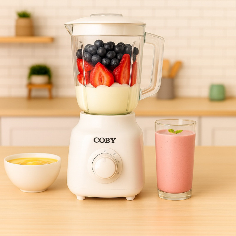 Licuadora Pichel Plástico 1.5L  2 Vel Blanca Coby (Cy-5101-L