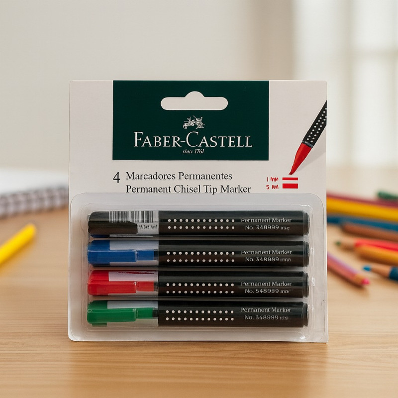 596852 Fc Marcador Permanente Biselado (Negro, Azul, Rojo, V