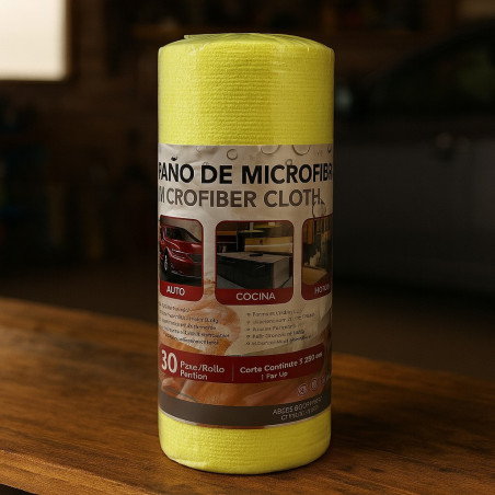 ROLLO PAÑO MICROFIBRA 30X30CM 180GSM (30PZA CORTE CONTINUO)