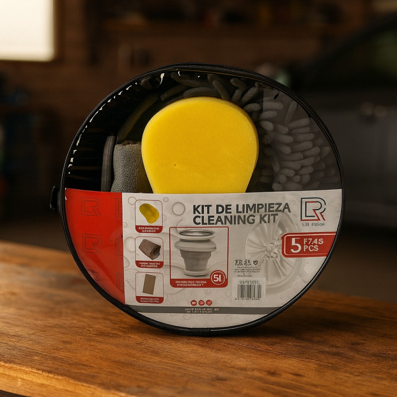 KIT LIMPIEZA 5 EN 1 (BAL5L/ESPONJA/PAÑO/GUANTE) (LF-6287-KIT