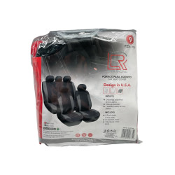 Forro Asiento Tela Negro Rojo 9 Pzas Lafa (16-6121-N-R)