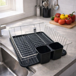 Escurridor de platos negro 45x34x12 cm DKFashion