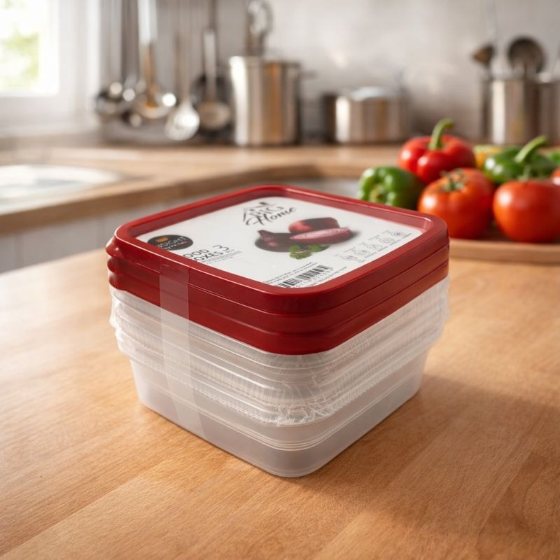 Envases Plastico Cuadrado C/ Tapa  3Pza (7453116021095)