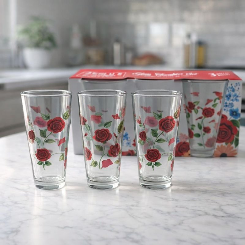 Set de Vasos de Vidrio Decorados 3 Piezas | Nemo Traders