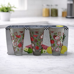 SET VASOS VIDRIO 3PCS DECORADO(3PCS-AP21)