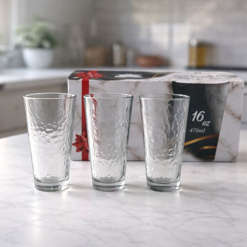 Set 3 Vasos de Vidrio 470 ml | Resistentes y Elegantes