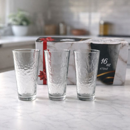 Set 3 Vasos de Vidrio 470 ml | Resistentes y Elegantes