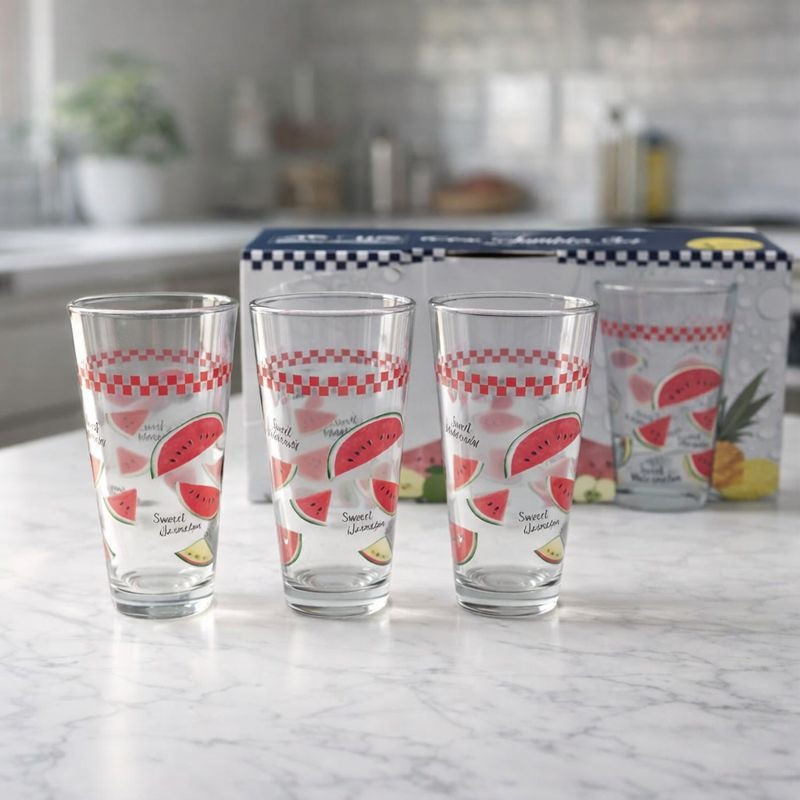 Set de Vasos de Vidrio Decorados 3 Piezas | Elegantes y Resistentes