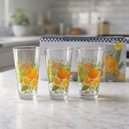 Set de Vasos de Vidrio Decorados 3 Piezas | Diseño Elegante para Bebidas