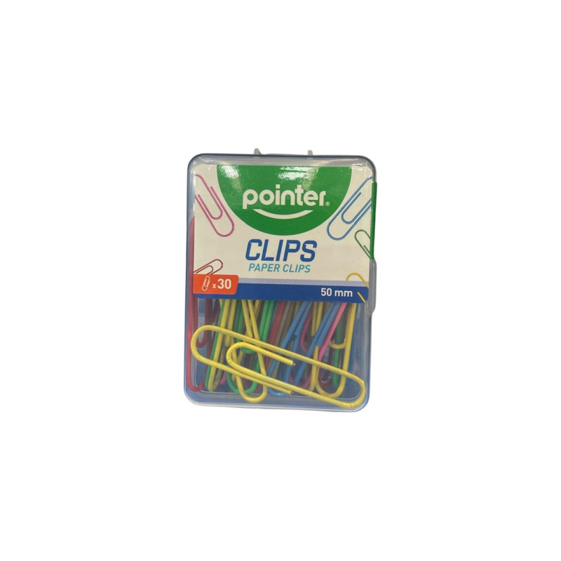 Clips Pointer Clrs 30Pcs (Bxcp-50Mm-C)