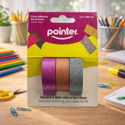 Cinta Adhesiva Decor. Escarchada 3Pcs  Pointer(Tpc-153-G)