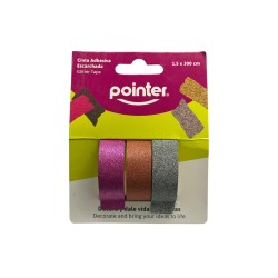 Cinta Adhesiva Decor. Escarchada 3Pcs  Pointer(Tpc-153-G)