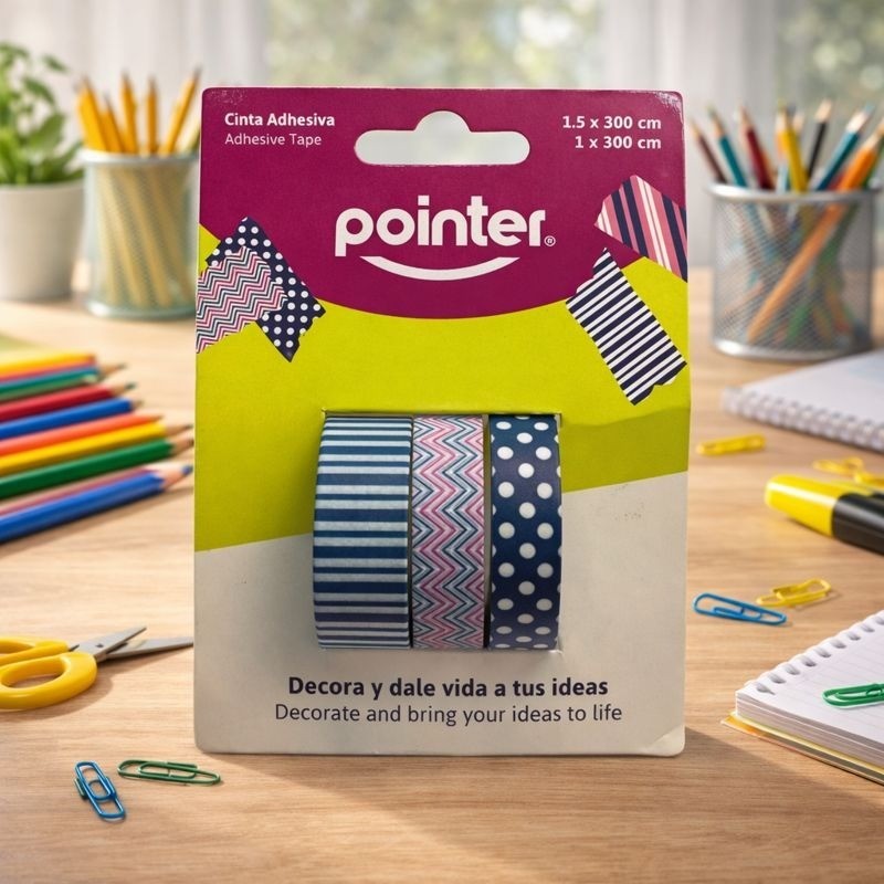 Cinta Adhesiva Decor. 3Pcs Pointer(Tpc-153-Wp)