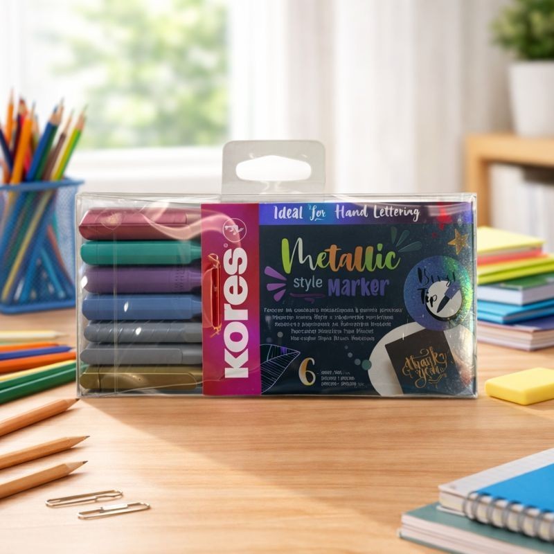 MARCADORES 21461 METALLIC STYLE PINCEL 6 COLORES METALICOS K