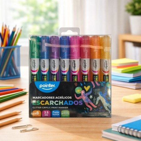 Marcadores Acrílicos Escarchado 8 Pcs Pointer(Amk-2108G)