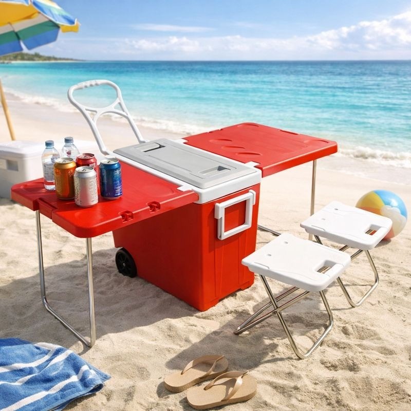 Hielera Plegable EVEREST con Mesa y Sillas A414-NR-6552 | Funcionalidad para días al aire libre