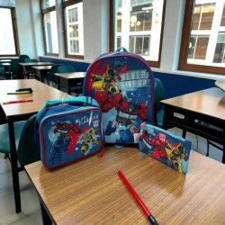 Combo Mochila Escolar Transformers con Lonchera y Cartuchera