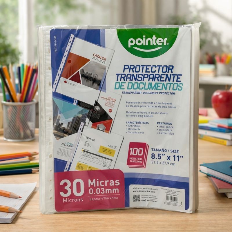 PROTECTOR HOJAS 100 PCS PLAST POINTER  POINTER(PNT-FP-3-100)