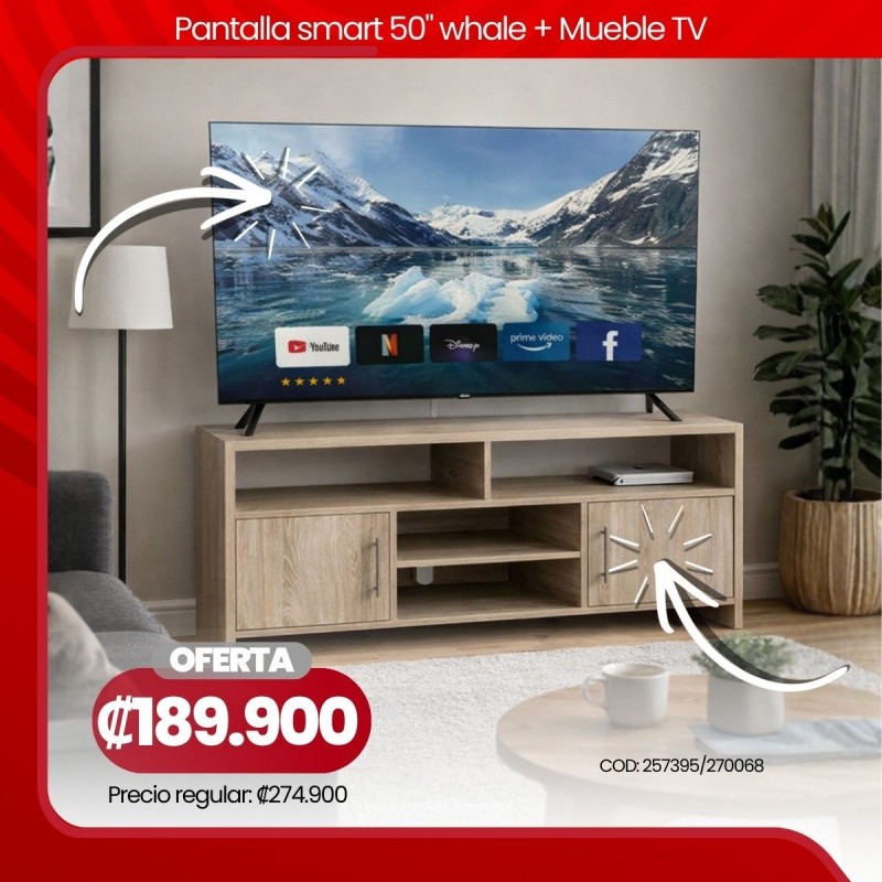 COMBO PANTALLA 50" + MESA TV