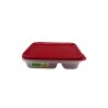 TAZON RECTANGULAR C/DIVISION TR (3 TZ/710 ML) ROJO CHEF 0