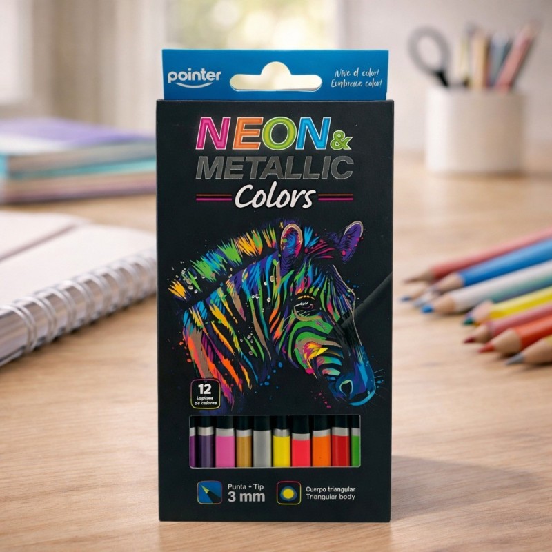 Lapiz Color 12Pcs Neon Y Metalico Pointer (Tcp-12-Mn)