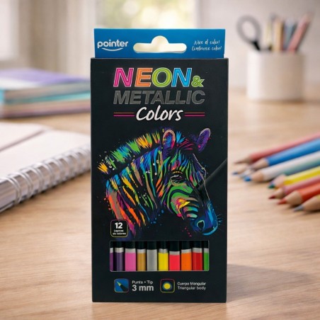 Lapiz Color 12Pcs Neon Y Metalico Pointer (Tcp-12-Mn)