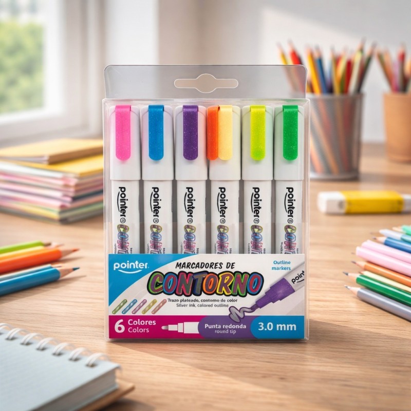 MARCADOR PLATEADO 6 PZAS POINTER (OM-2512)