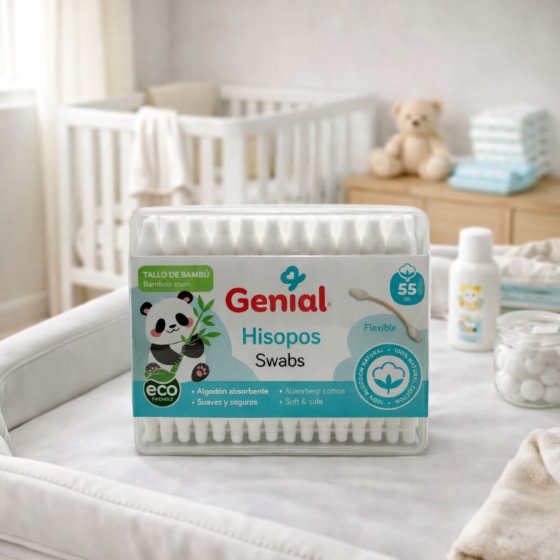 HISOPOS ALGODON (55 PZAS) GENIAL (GN-CB55B)