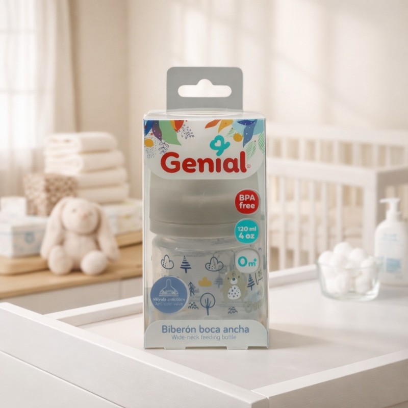 BIBERON BOCA ANCHA 120ML / 4OZ GENIAL (GN-GF66)