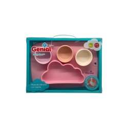 PLATO SILICONA TAPETE ANTIDESLIZANTE 4 DIVISIONES (6M+) Puff